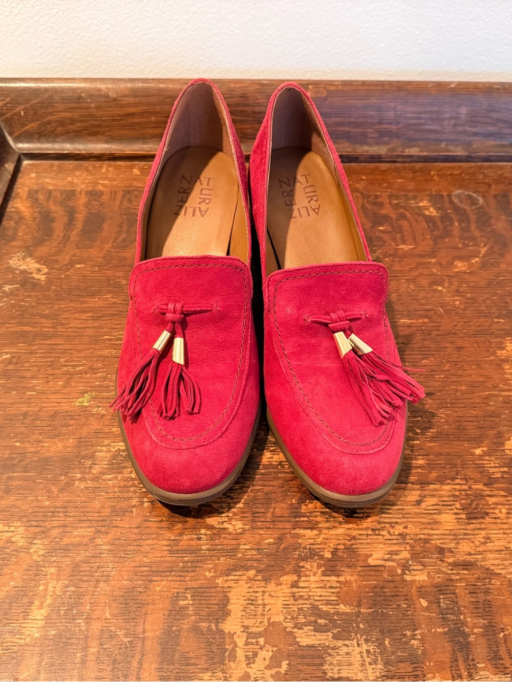 Naturalizer Red Suede Tassel Loafers - Women's